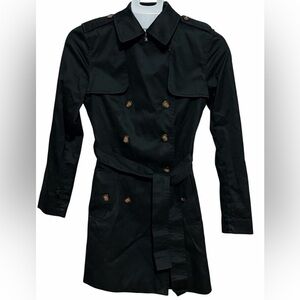 Banana Republic Black Double-Breasted Trench Coat – XS